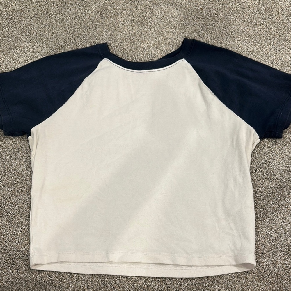 Navy and White Cropped Shirt